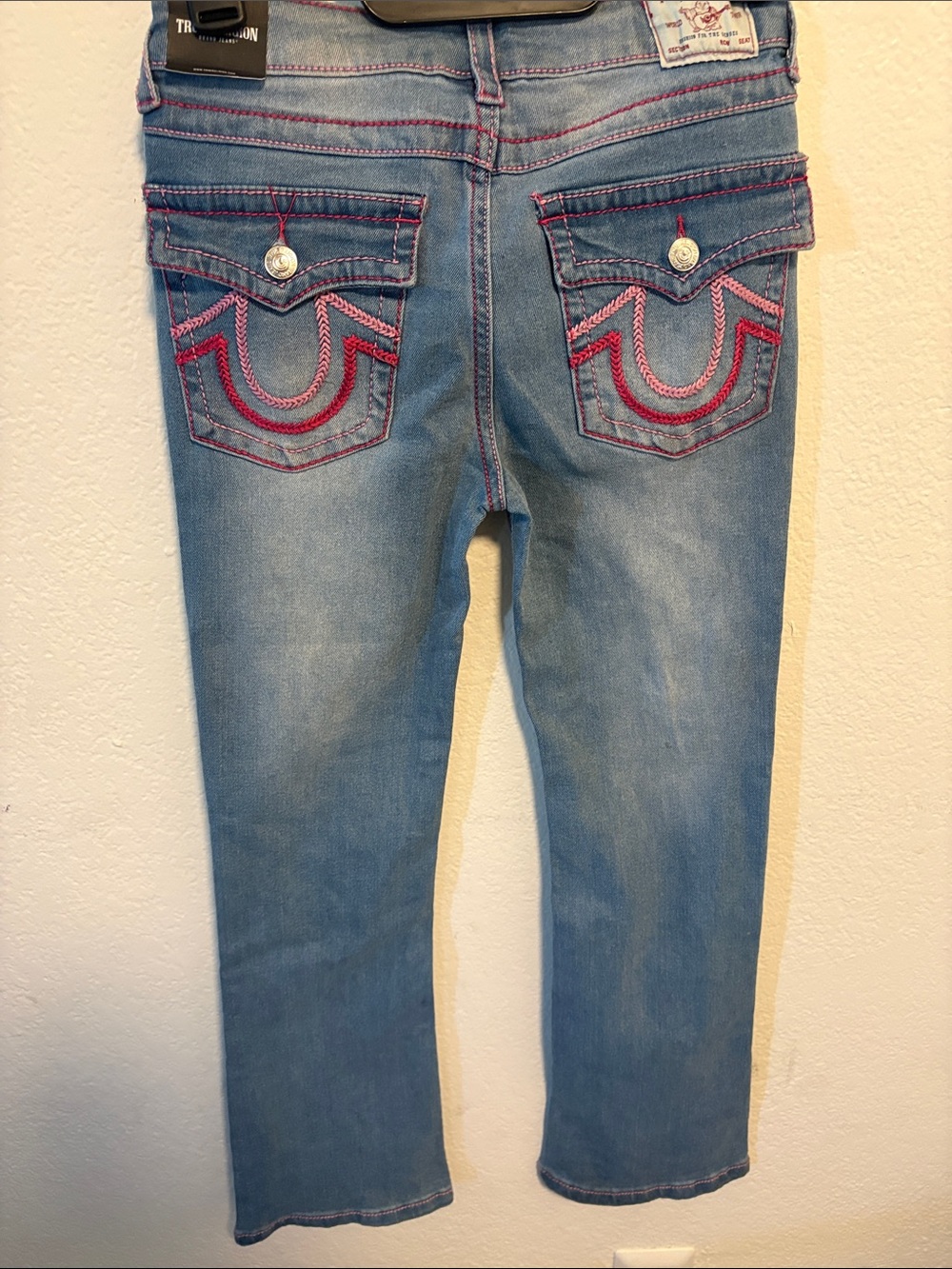 True Religion Light Blue Jeans with Pink Embroidery